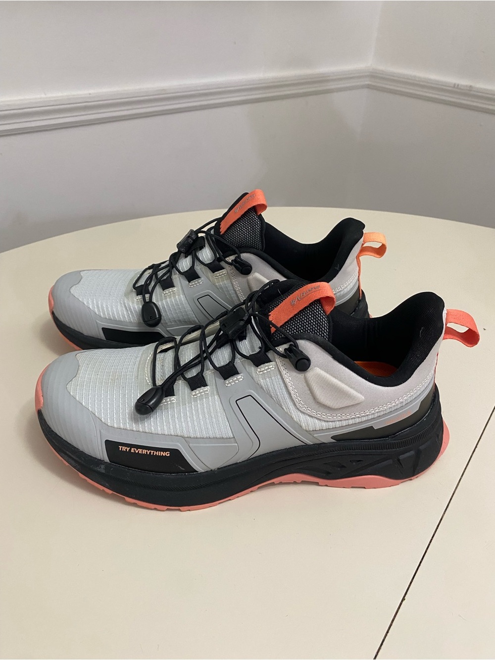 NORTIV 8 Womens 7.5 Gladiator Lightweight Hiking Shoes Grey Pink Quick Lace